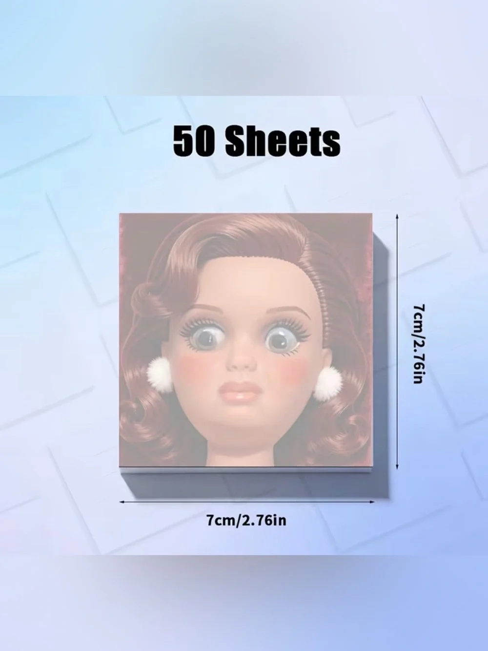 Funny Doll Face Sticky Notes — 50 Sheets